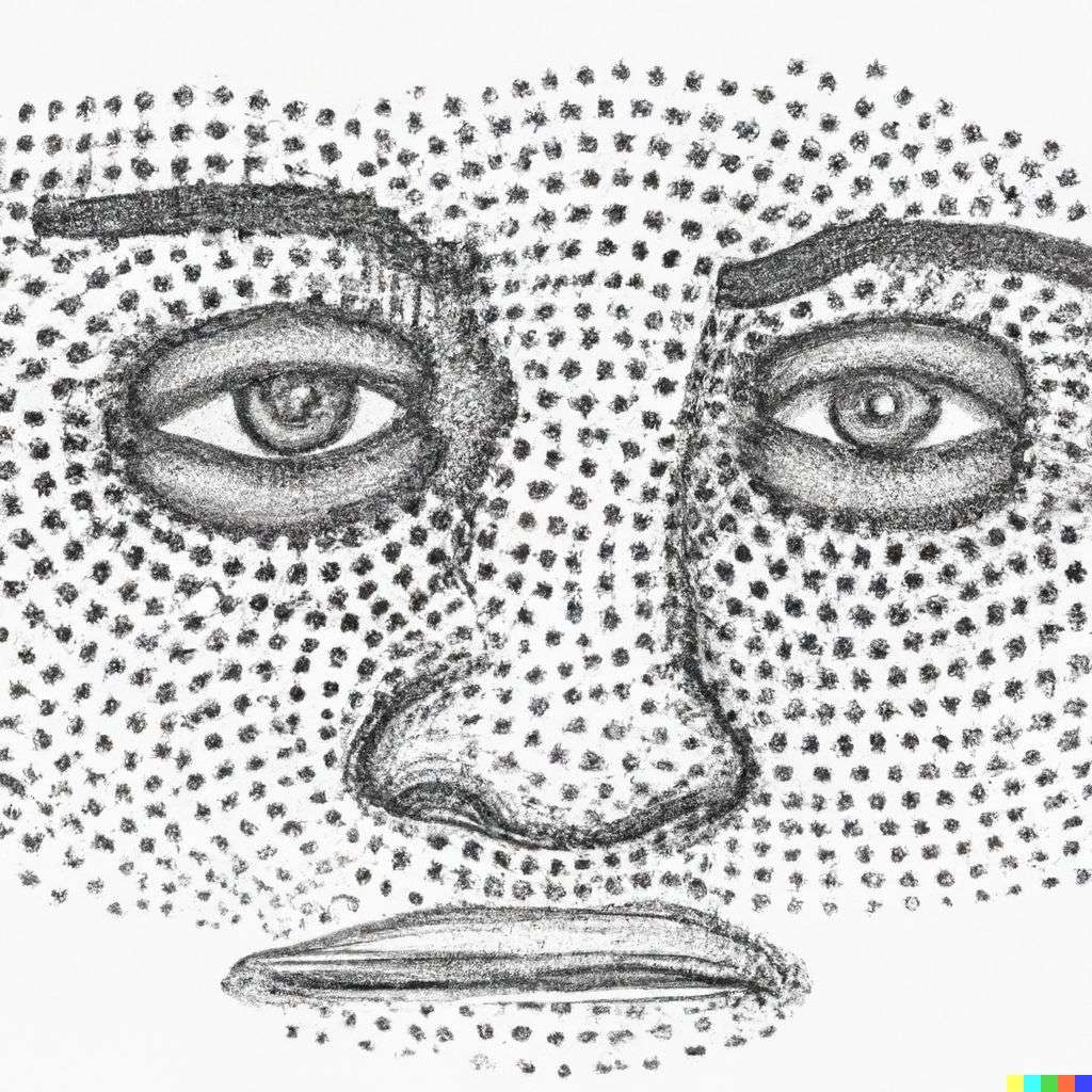 a representation of anxiety, stipple drawing